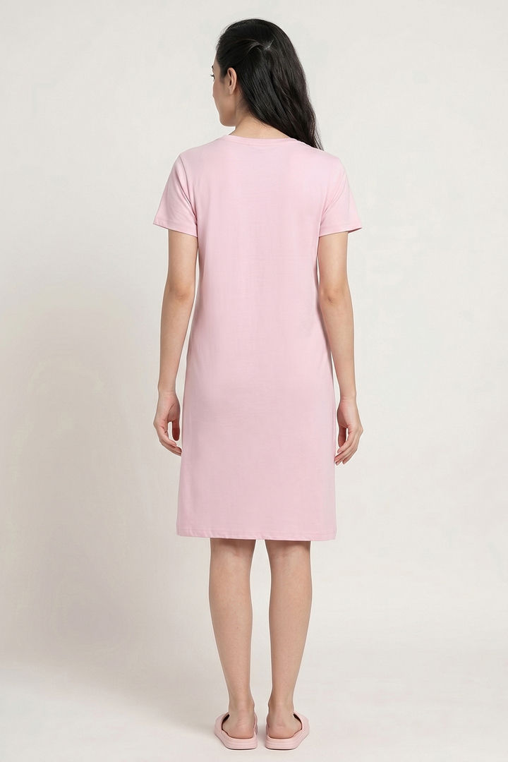 Zivame Farm Lore Knit Cotton Knee Length Nightdress - Winsome Orchid — image 3